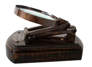 Loupe sur socle en bois, loupe de bureau vintage avec lentille optique pour la lecture, le bureau et la décoration antique - Product Image 4