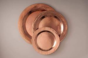 Hammered <b>Copper</b> Charger Plate Round <b>Copper</b> Charger with Textured Rim for <b>Table</b> Setting Decor - Product Image 3