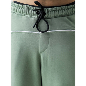 Pantalon de survêtement ample pour homme, très demandé, coupe large, avec bordure contrastante blanche, vert sauge, en molleton épais - Product Image 6