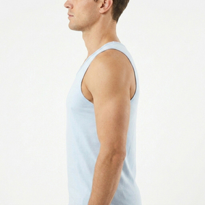 Camiseta sin Mangas de Punto Informal de Alta Calidad en Poliéster/Algodón para Hombre |   Camisa sin mangas transpirable para verano |   Chaleco de Gimnasio con Logotipo Personalizado - Product Image 4