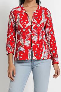 Veste matelassée légère et respirante en coton brodé imprimé animalier rouge, écologique, pour femme - Collection 2026 - Vente chaude - Direct Usine - Product Image 6