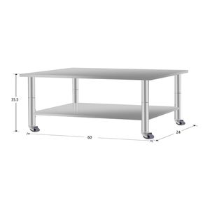 Tavolo da Preparazione Commerciale 60x24 in Acciaio Inossidabile con Ripiano Inferiore e Ruote per Ristoranti e Uso Domestico - Isole e Carrelli da Cucina - Product Image 3