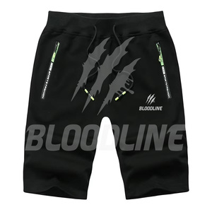 BLOODLINE Men's Black Bermuda <b>Shorts</b> Mid Waist Elastic Casual Camouflage Pattern Quick Dry PU Coated <b>with</b> <b>Zip</b> <b>Pockets</b> - Product Image 5