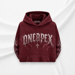 <b>Men's</b> <b>Burgundy</b> <b>Hoodie</b> Sublimation Print Oversized Pullover Sweatshirt Streetwear ONEAPEX Custom Wholesale - Product Image 5