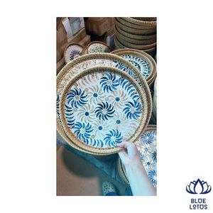 Bandeja de Mosaico de Ratán Sostenible de Alta Calidad, Cesta de Servir Tejida a Mano, Decoración Decorativa para Mesa, para Exportación - Product Image 2