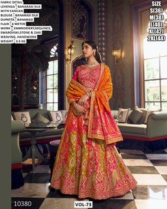 Ensemble traditionnel indien Lehenga Choli en soie Banarasi, imprimé Kalamkari, longueur au sol, vêtements ethniques pour femmes, multicolores - Product Image 4