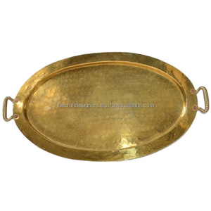 Bandejas Decorativas de Lujo, Forma Ovalada, Diseño de Borde Personalizado, Bandeja para Servir Alimentos, Bandejas de Latón para Decoración de Bodas y Restaurantes Comerciales - Product Image 2