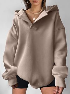 Sudadera con Capucha Oversize de Algodón para Mujer, Hombros Caídos, Manga Larga, Color Liso, Estilo Casual - Proveedor Mayorista - Product Image 5