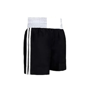 Shorts de boxe personnalisés en satin blanc et noir avec ceinture pour entraînement MMA - Product Image 2