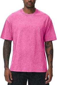 T-shirt en coton rose délavé vintage pour homme, surdimensionné, respirant, vente en gros directe d'usine, fabriqué au Pakistan - Product Image 2
