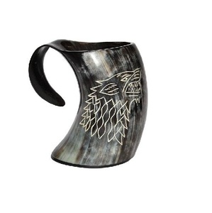 Odin Rabenvögel Hugin Munin Wikinger Gravierter Hornbecher Nordische Mythologie Trinkkrug - Product Image 1