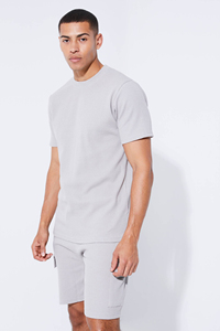 Blank Cotton Breathable Summer <b>Set</b> Custom Logo Street Wear Vintage OEM Luxury Oversized Drop Shoulder T-shirt <b>Set</b> Men Plain <b>Sets</b> - Product Image 3