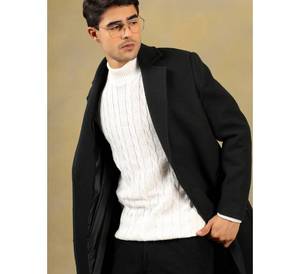 Custom Men's White Cable Knit Sweater High Neck Winter Warm <b>Pullover</b> Thick Long Sleeve Knitted <b>Jumper</b> for Men - Product Image 3