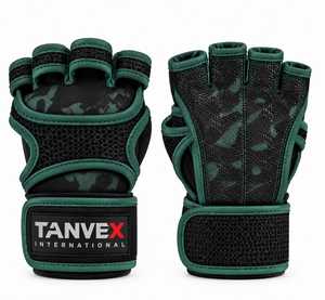 Gants de sport TANVEX INTERNATIONAL en PU à demi-doigts, respirants en maille, avec sangle de poignet réglable, unisexes, pour la musculation et le fitness - Product Image 1