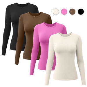 Conjunto de Top Corto de Verano para Mujer, Marca Shimaer, Corte Ajustado, Manga Larga, Color Sólido, Algodón con Spandex, Transpirable y de Secado Rápido - Product Image 2