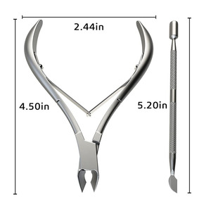 Coupe-cuticules avec repousse-cuticules, pince à cuticules, lames tranchantes en acier inoxydable argenté, outils de manucure - Product Image 3