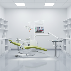 Fauteuil dentaire complet 2026 d'occasion en bon état, avec lampe chirurgicale LED noire, alimentation électrique, garantie 5 ans, certifié CE - Product Image 2