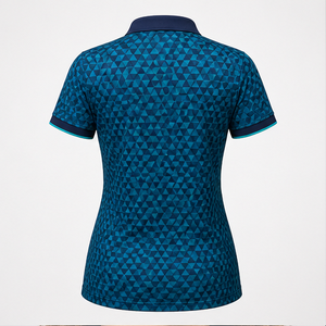 Custom Teal Navy Micro Triangle Print <b>Womens</b> <b>Polo</b> <b>Shirt</b> Quick Dry Breathable Short Sleeve Golf Team Uniform WPS-0734 - Product Image 2