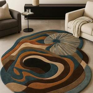 Soft Cloud Shaped Handtufted Wool Floor <b>Rug</b> Curved Edge Fluffy Accent Mat for Luxury <b>Nursery</b> - Product Image 4