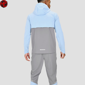 Chaqueta ligera de poliéster para hombre, cortavientos, con capucha, de secado rápido, transpirable, con cremallera, para deportes al aire libre. - Product Image 6