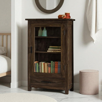 Mini-armoire de rangement en teck sculpté à la main, style rustique, pour entrée, hôtel, salon, bibliothèque, 4 étagères, pour la maison