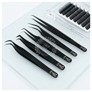Stainless Steel 45 Degree fiber tip Eyelash Extension Tweezer Volume Fan & Classic <b>Lash</b> Tweezers Set <b>Kit</b> <b>Lash</b> Extension Tweezer - Product Image 1