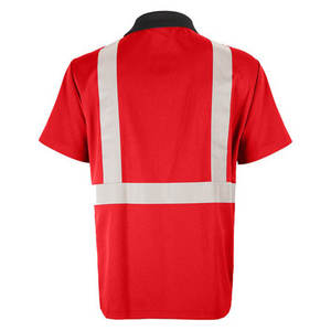 Polo de sécurité réfléchissant à manches courtes pour homme, rouge et noir, avec poche, tissu tissé à séchage rapide - Product Image 3