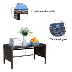 Outdoor Patio Furniture <b>Clear</b> Tempered Glass Coffee <b>Table</b> Single Piece Set - Product Image 3