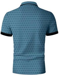 Polo à manches courtes en tricot pour homme, motif à pois, coupe décontractée, bleu gris imprimé - Product Image 4
