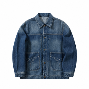 <b>Men's</b> Stonewashed Denim <b>Chore</b> Jacket 100% Cotton Embroidered Pockets Button Fly Casual Workwear <b>Coat</b> Autumn Regular Fit - Product Image 3