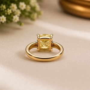Yellow Gemstone <b>Cushion</b> Cut <b>Wedding</b> <b>Ring</b> 10K Plated Yellow Gold Anniversary <b>Ring</b> Classic Moissanite Diamond <b>Ring</b> - Product Image 6