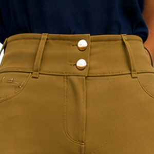 Women Chocolate <b>Brown</b> High Waist Horse Riding <b>Leggings</b> Stretch Equestrian Breeches Textured Riding Pants with Front Pocket - Product Image 5