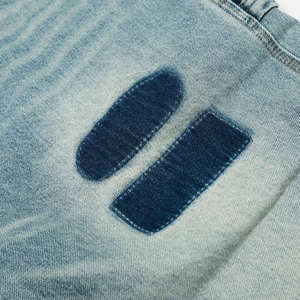 Jeans taille moyenne élastique à jambe droite pour homme Vintage Hip Hop Pantalon en denim 100% coton lavé blanc brique foncé clair et vieilli - Product Image 4