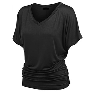 Tunique haut de gamme pour femme, col en V, manches courtes, respirante, tricotée, décontractée, grande taille, séchage rapide, écologique, fabrication OEM - Product Image 4