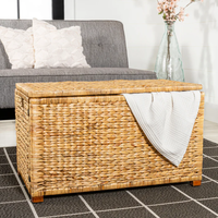 Panier de rangement pliable en jacinthe d'eau tressé à la main, style vintage, avec couvercle, vente en gros du Vietnam