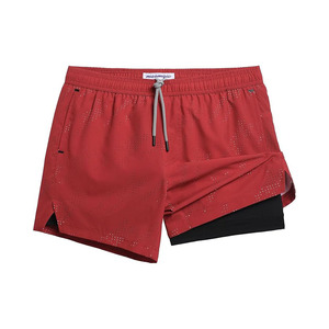 Pantalones cortos para correr para hombre con forro de compresión, pantalones cortos de entrenamiento de secado rápido de 5 pulgadas, pantalones cortos de gimnasio antirrozaduras, pantalones cortos deportivos 2 en 1 - Product Image 1