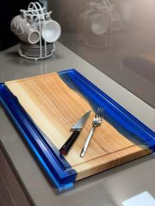 Planche à découper ronde en bois de résine époxy de qualité supérieure, épaisseur 1,5 cm, fabriquée à la main pour la cuisine, le restaurant, l'hôtel, l'usage domestique - Product Image 2