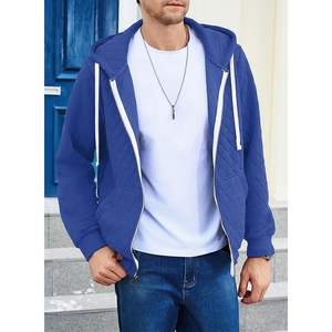 2025 Men's Casual Full Zip Hoodie <b>Sweatshirt</b> Long Sleeve <b>Quilted</b> Jacket Coat - Product Image 1
