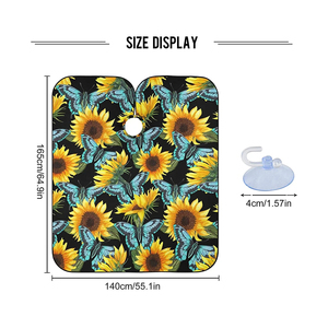 Cape de coiffure à motif tournesol et papillon, en polyester, résistante à l'eau, pour salon de coiffure, coupe de cheveux, avec fermeture à bouton-pression réglable - Product Image 4