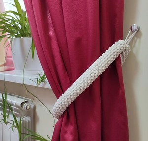 Long Curtine Tie Back Thick <b>Curtain</b> Rope Hold Tie Backs for Window Treatments White Cotton Holdbacks Chunky Boho Decor - Product Image 2
