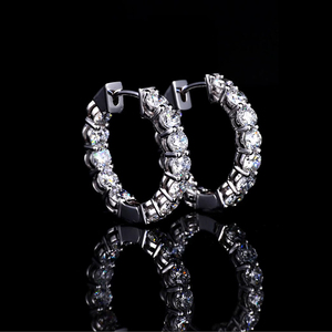AMBER JEWELS - Pendientes de Aro de Lujo con Baño de Oro y Rodio, Moissanita Cultivada en Laboratorio, Corte Brillante, Color G, Unisex, para Uso Diario, IGI - Product Image 3