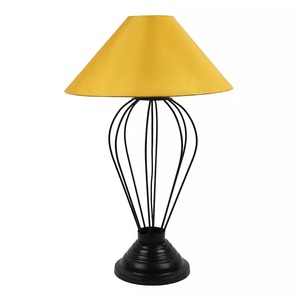 Lámpara de Mesa Eléctrica Metálica Estilo Rústico con Base para Bombilla B22 220V y Pantalla de Tela para Mesita de Noche en Dormitorio o Estudio - Product Image 2