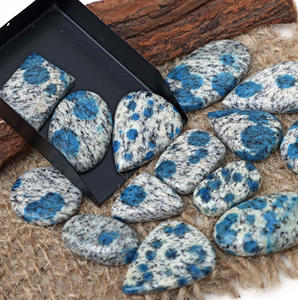 Cabochon de jaspe K2 naturel, pierre précieuse en vrac, blanc et bleu, 20-35 mm, effet de changement de couleur, pour bagues, pendentifs, bijoux en argent sterling 925 - Product Image 1