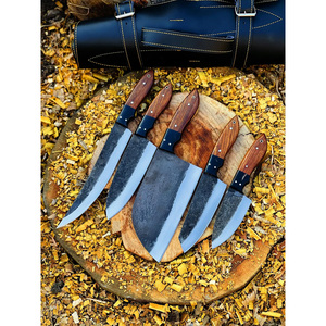 ชุดมีดเชฟสแตนเลสขายดี พร้อมด้ามไม้และอุปกรณ์เสริม มีดทำครัวด้ามจับโค้งมน ชุดมีดครัว - Product Image 1