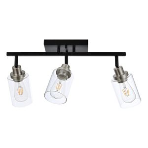 Kit di illuminazione a binario a 3 luci nero opaco con finitura nichel spazzolato, faretti da soffitto per bagno e corridoio, per veranda e ingresso - Product Image 2