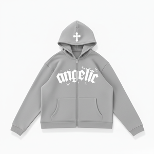 Custom Men's Zipper Hoodie Sweatshirt Front Printed Logo Cotton Oversized Loose Fit Casual Streetwear <b>Jacket</b> - Product Image 1