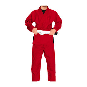 Premium <b>Red</b> Martial Arts Training Uniform Set for Men Women Kids Lightweight Breathable Practice Suit with Black <b>Belt</b> - Product Image 4