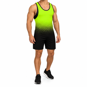 Débardeur sans manches pour homme, vert dégradé et noir, séchage rapide, évacuation de l'humidité, coupe ajustée, maillot de sport, tenue d'entraînement estivale - Product Image 1