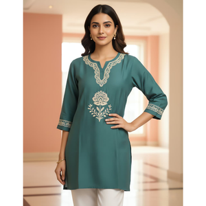 Haut court pour femme, style romain, Zekad Butti, avec broderie devant et dos, pour les occasions spéciales, les mariages, toutes saisons, tailles M-XXXL, couleurs disponibles - Product Image 1