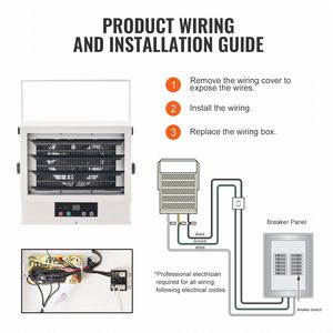 Calentador Eléctrico Digital de Pared/Techo de 5000W con Ventilador, Control Remoto y Protección Contra Sobrecalentamiento - Tipo de Enchufe US/UK - Product Image 6